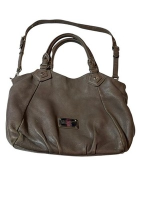 Marc by Marc Jacobs Classic Q Fran Leather Satchel Taupe Crossbody Slouchy Bag