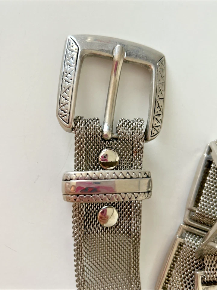 Vintage Ornate Eagles Accent Mesh Silver-tone Metal Belt 39-inch-long - Image 4 of 4