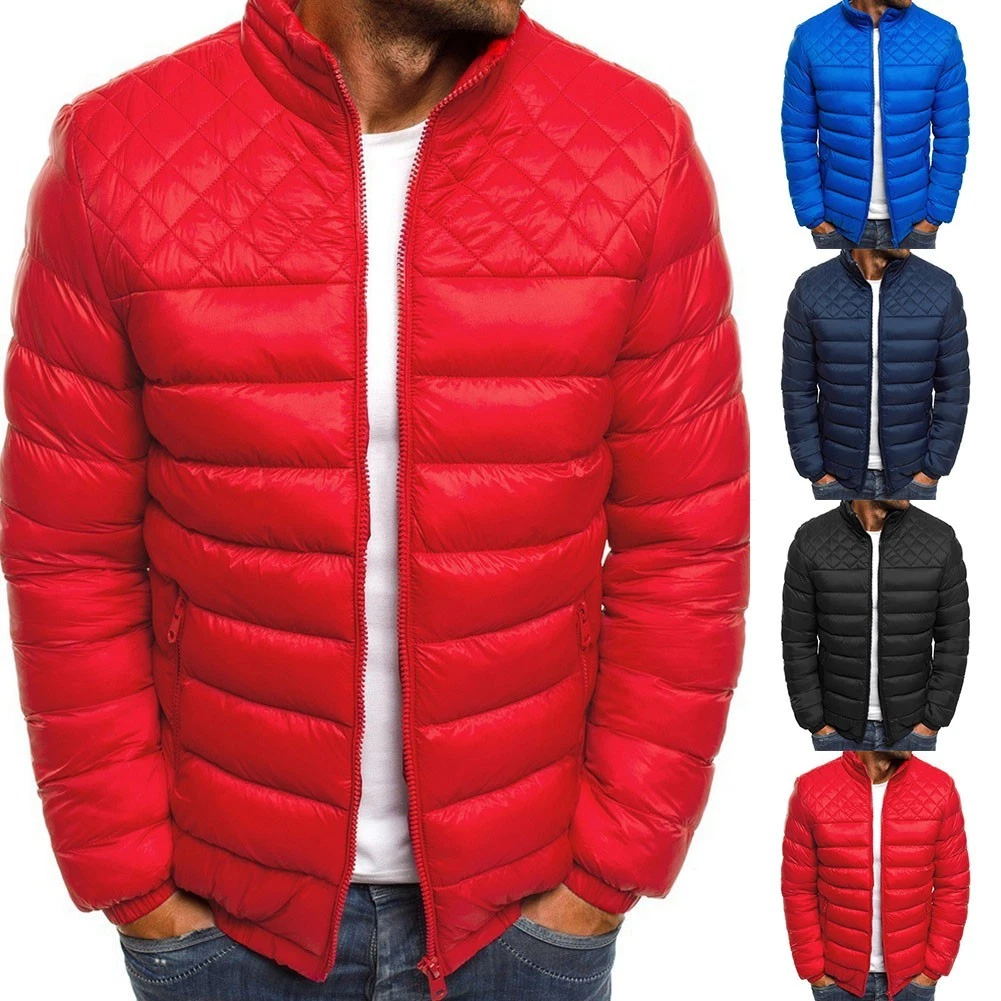 Mens Lightweight Winter Warmth Quilted Puffer Jacket with Stand Collar