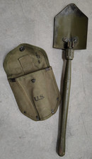 WWII US Ames 1945 Folding Entrenching Tool Shovel w Chas F. Clark INC 1944 Cover