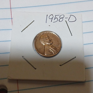 1958-D Denver Lincoln Wheat Small Cent Copper RD KM#132 in 2x2 Holder