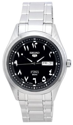 Seiko 5 Automatic SNKP21J1 Analog Mens Watch Stainless Steel Black Arabic Dial