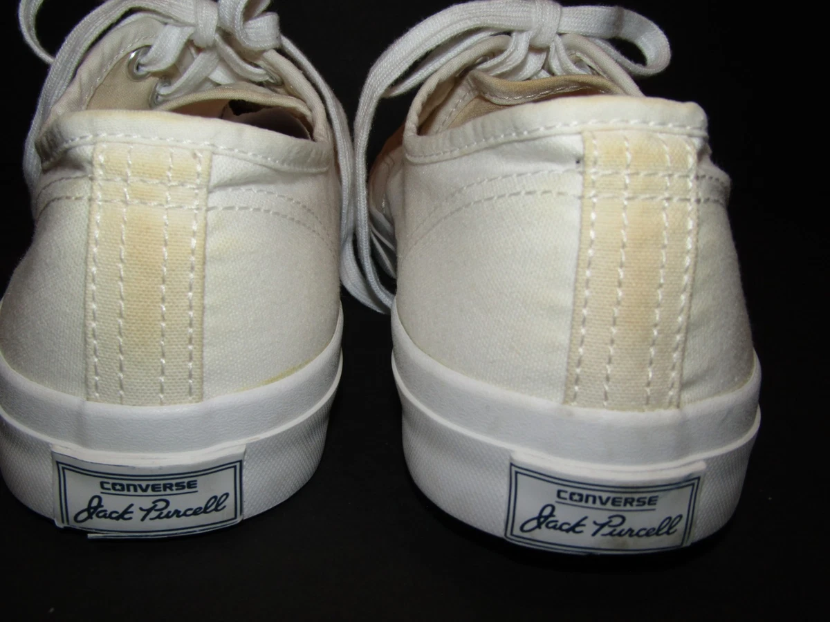 Converse Jack Purcell Herren Größe 9,5 SCHNÜRSCHUHE Weiß CANVAS Niedrig Turnschuhe