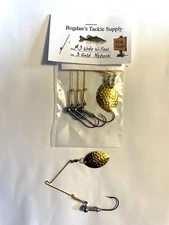 3 BTS Jig Spinner Rigs, #3 Gold Hammered, Wide Willow Blade, 1/8oz. 3/0 hook.
