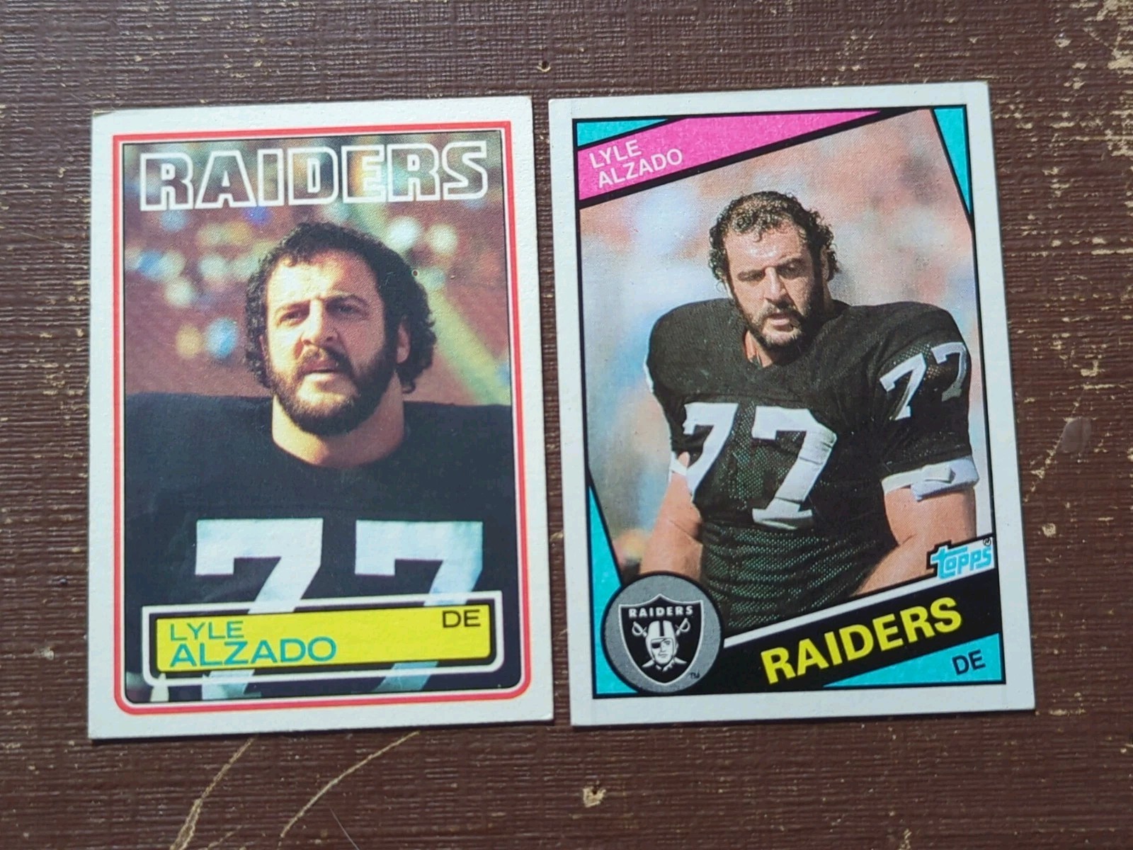 1983 & 1984 Topps Lyle Alzado Los Angeles Raiders Card #295 & #100 