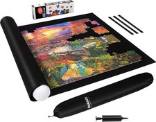 3000 Piece Puzzle Mat Roll up with Drawstring Bag Black Pump, Jigsaw Felt Mat