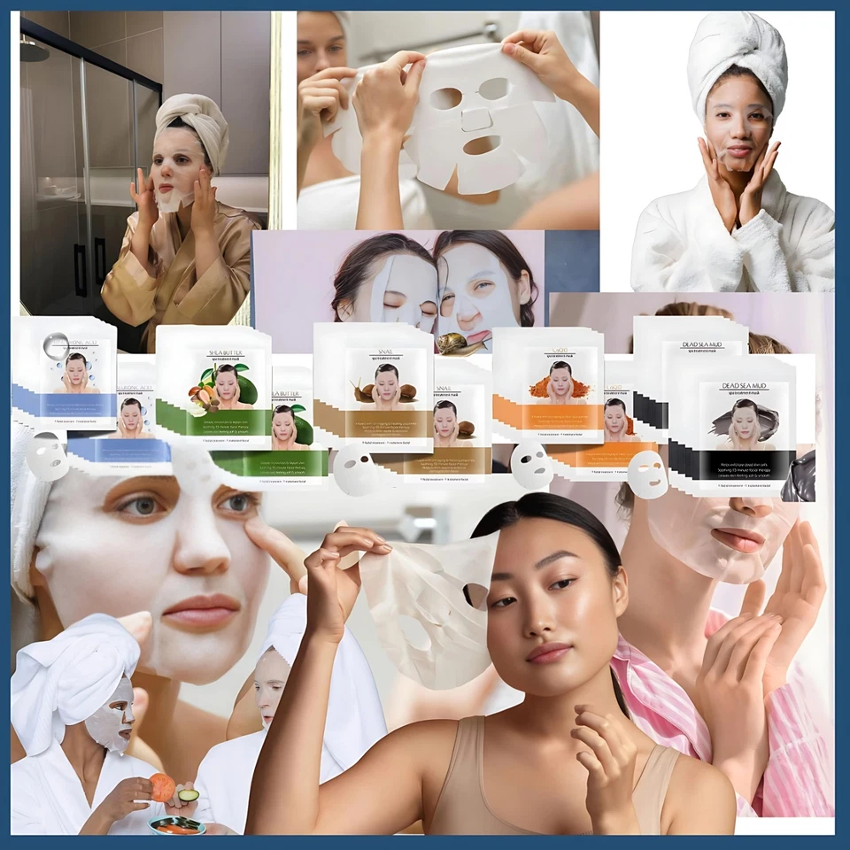 Paquete de 20 mascarillas faciales antienvejecimiento cuidado de la piel coreana juvenil, variedad caja de regalo Foto 3 de 4