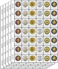 5 Sheets 42-Pocket Coin Pages 9-Hole Coin Collecting Sleeves for Most Binders