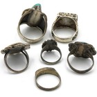 Southwest Sterling Turquoise MOP Rope Inlay Size 3-12.5 Rings Lot of 6 #S5483-2 — photo 3