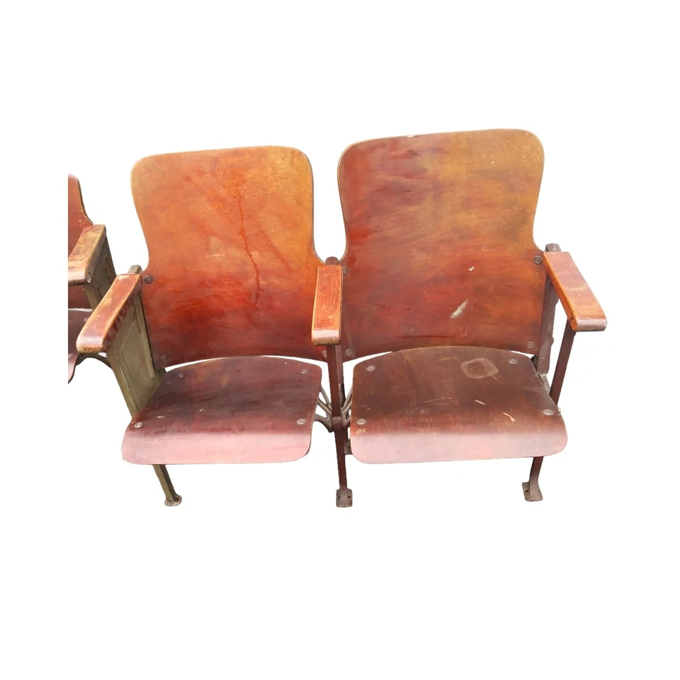 4 asientos de teatro plegables Art Deco vintage del teatro Broadway de Seattle Foto 3 de 4