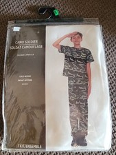Camo Army Soldier Costume Camouflage Child Boys Medium Military Costume 2 Pc Set