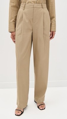 $428 Vince Women's Italian Cotton Plated Fawn Trousers Size 4