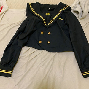 Navy Militaria Sailor Uniform Coat Black Double-Breasted Nautical Collar