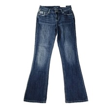 Maurices Bootcut Jeans Sequins Embroidered Pockets Dark Wash Mid Rise Size 6 New