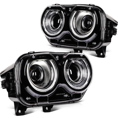 Left+Right Headlight Assembly w/LED DRL Projector For Dodge Challenger 2022-2015 - Afbeelding 1 van 8