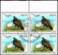 francobolli Italia 1995 Uccelli Aquila Reale quartina nuova primo giorno 95 mnh
