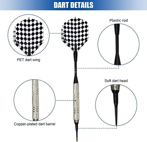 124 Stück Soft-Dartpfeile für Elektronische Dartscheibe mit Dart Flight Spitzen - Picture 2 of 6