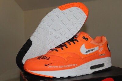 2018 Nike Air Max 1 Just Do It Total Orange/White Men Size 12.5 A01021-800