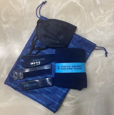 TURKISH AIRLINES Toiletry Kit/Amenity Bag Travel Amenities -Blue Logo Drawstring