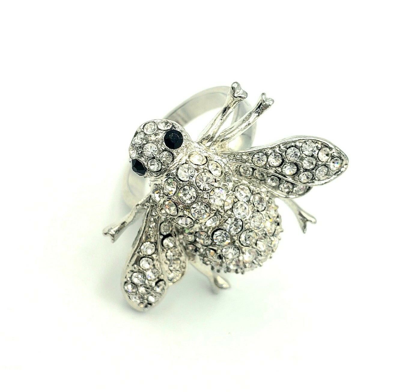 Crystal Bee Fly RING Statement Oversized Cocktail… - image 1