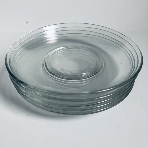 Set of 5 Vintage Arcoroc France Classique Clear Glass Coffee Cups And Saucers - Picture 10 of 11