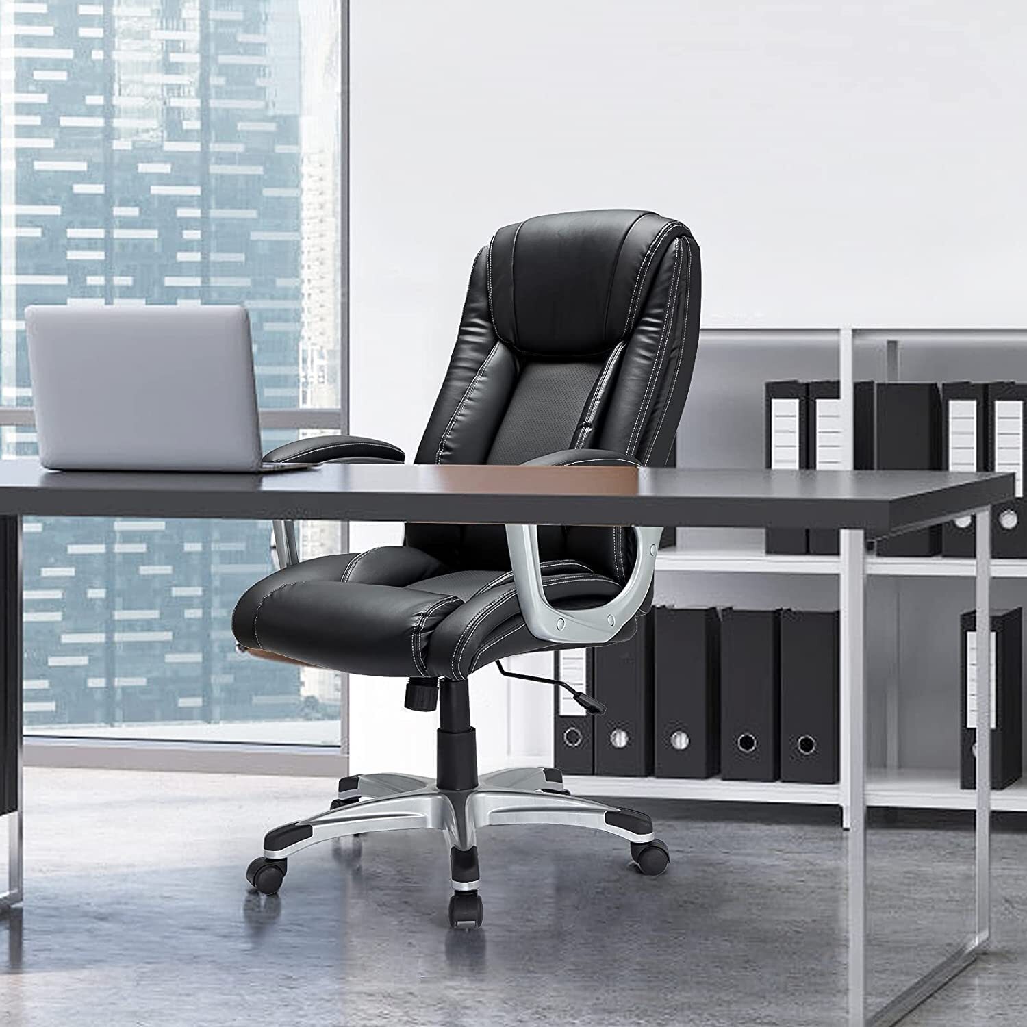 High Back Office Chair PU Leather Ergonomic Adjustable Executive Office