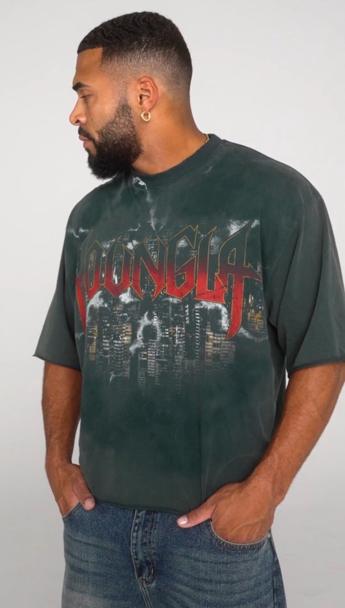 YOUNGLA (SOLD OUT) - 4181 - DARK NIGHT TEES - TEAL WASH - SIZE