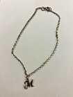 925 Sterling Silver Small Child's Necklace With M Pendant