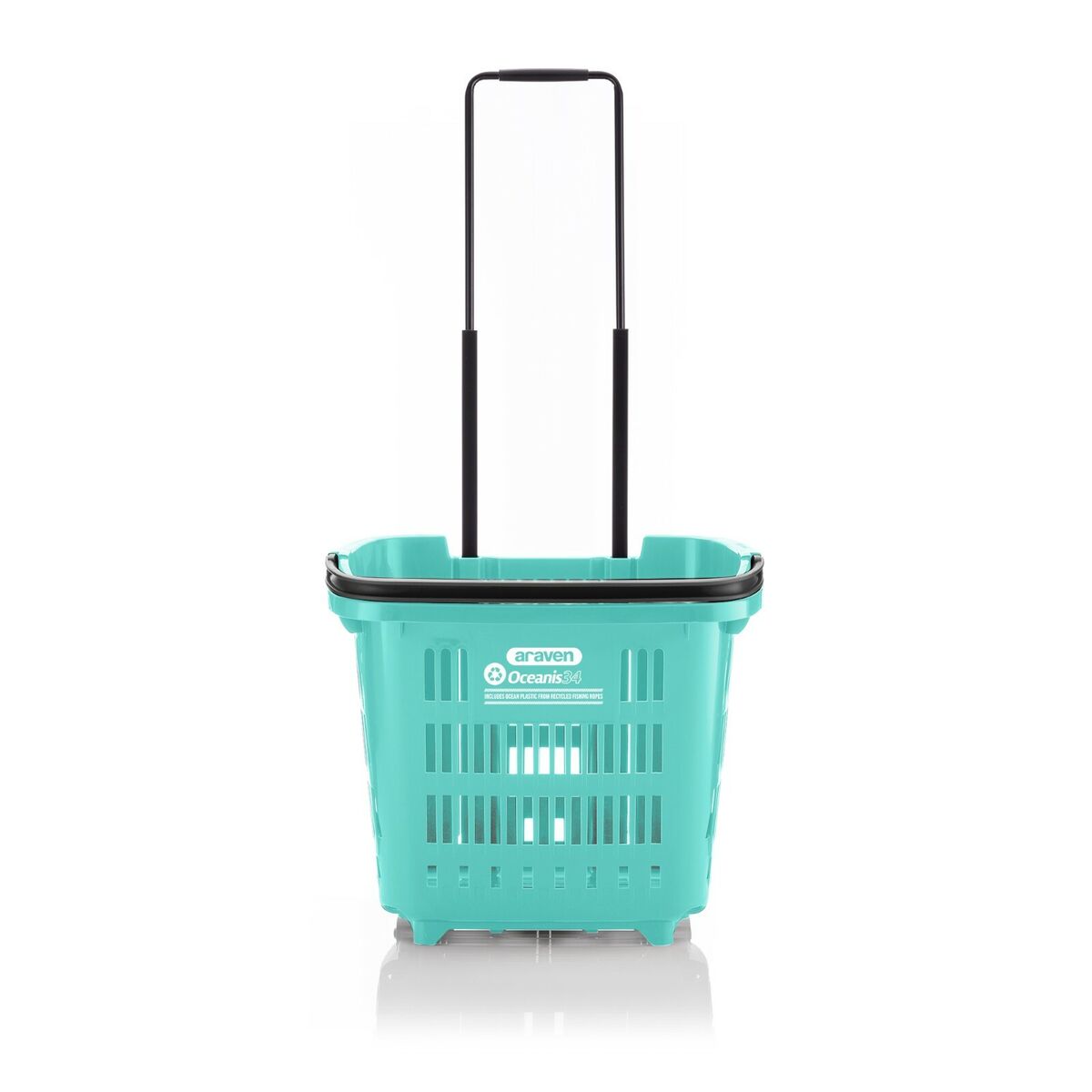 OCEANIS Plastic Shopping Trolley Basket w/ Wheels Recycled Ocean