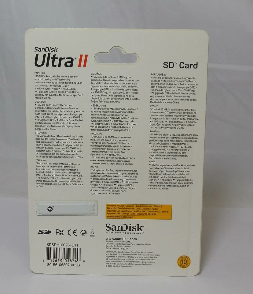 SanDisk 2GB 15MB/s Ultra SD Secure Digital Card (SDSDH-002G-E11) - Image 2 of 2