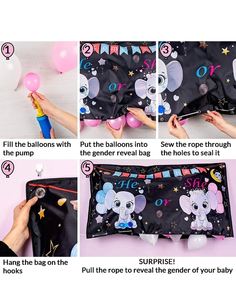 Kit Globos Revelación Género Baby Shower - Decoraciones Globo Azul y Rosa. Foto 4 de 4