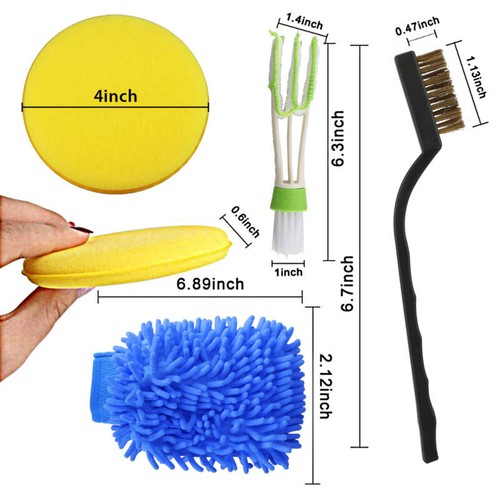 13x Car Detailing Brush Wash Auto Boar Cleaning Engine Tool Gloves Towel Sponge - Picture 9 of 11