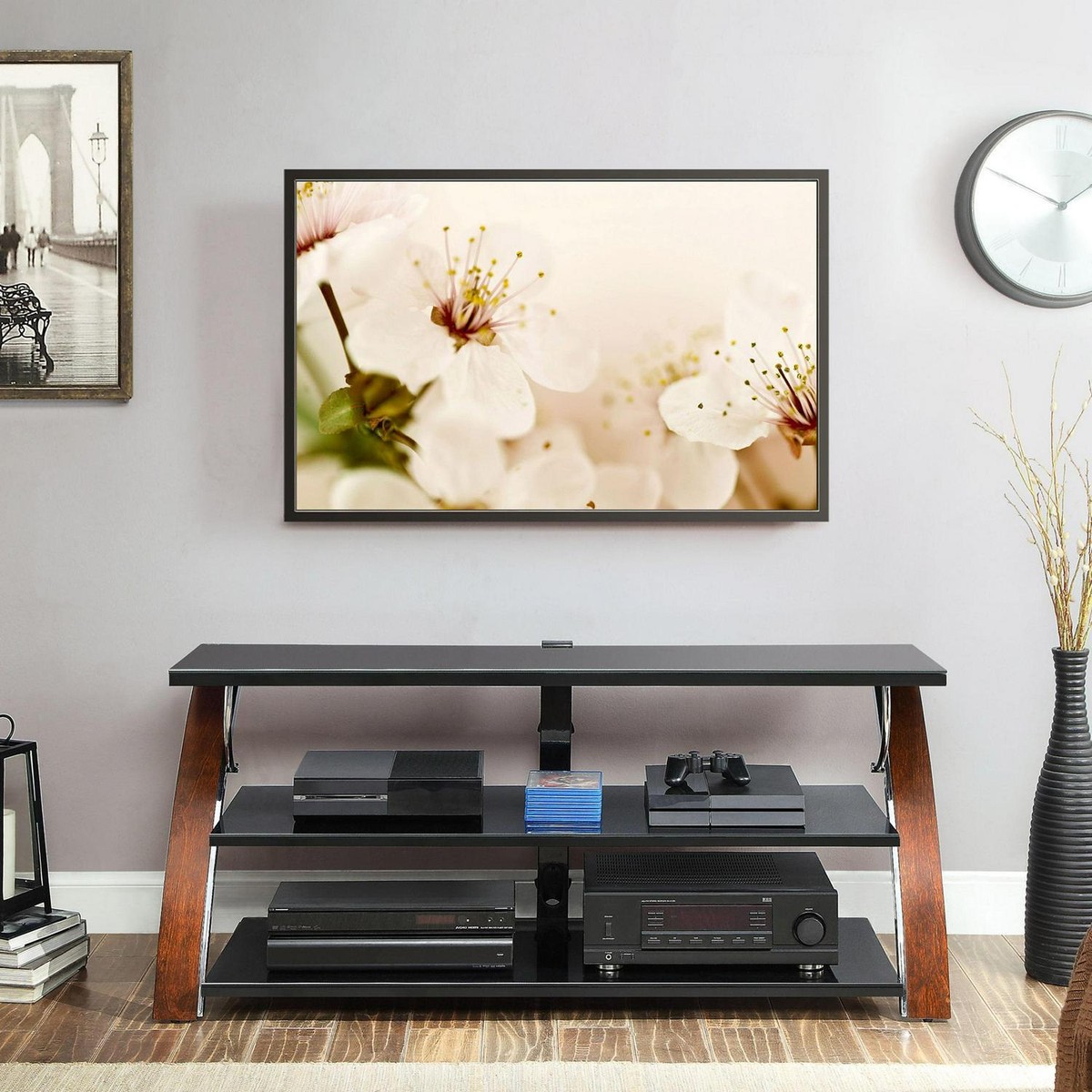 Whalen XL33E Payton 3-in-1 Flat Panel TV Stand - Brown Cherry for