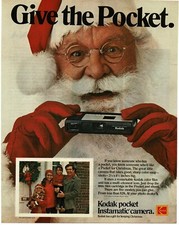 1972 KODAK Instamatic Pocket Camera SANTA CLAUS Christmas gift Vintage Print Ad