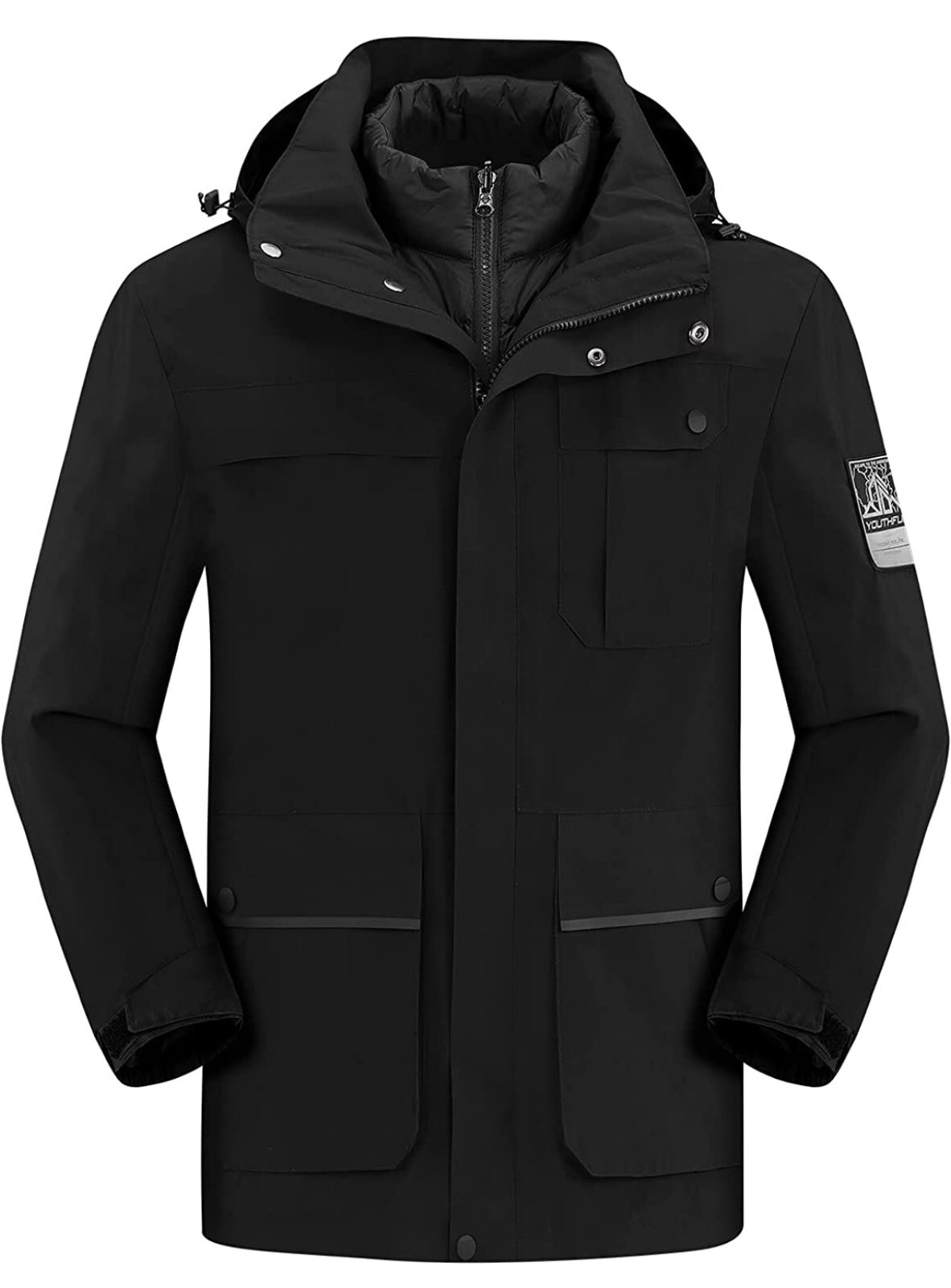 Neufigr Men’s 3 in 1 Men’s Ski Jacket Parka Puffer Waterproof Black *X