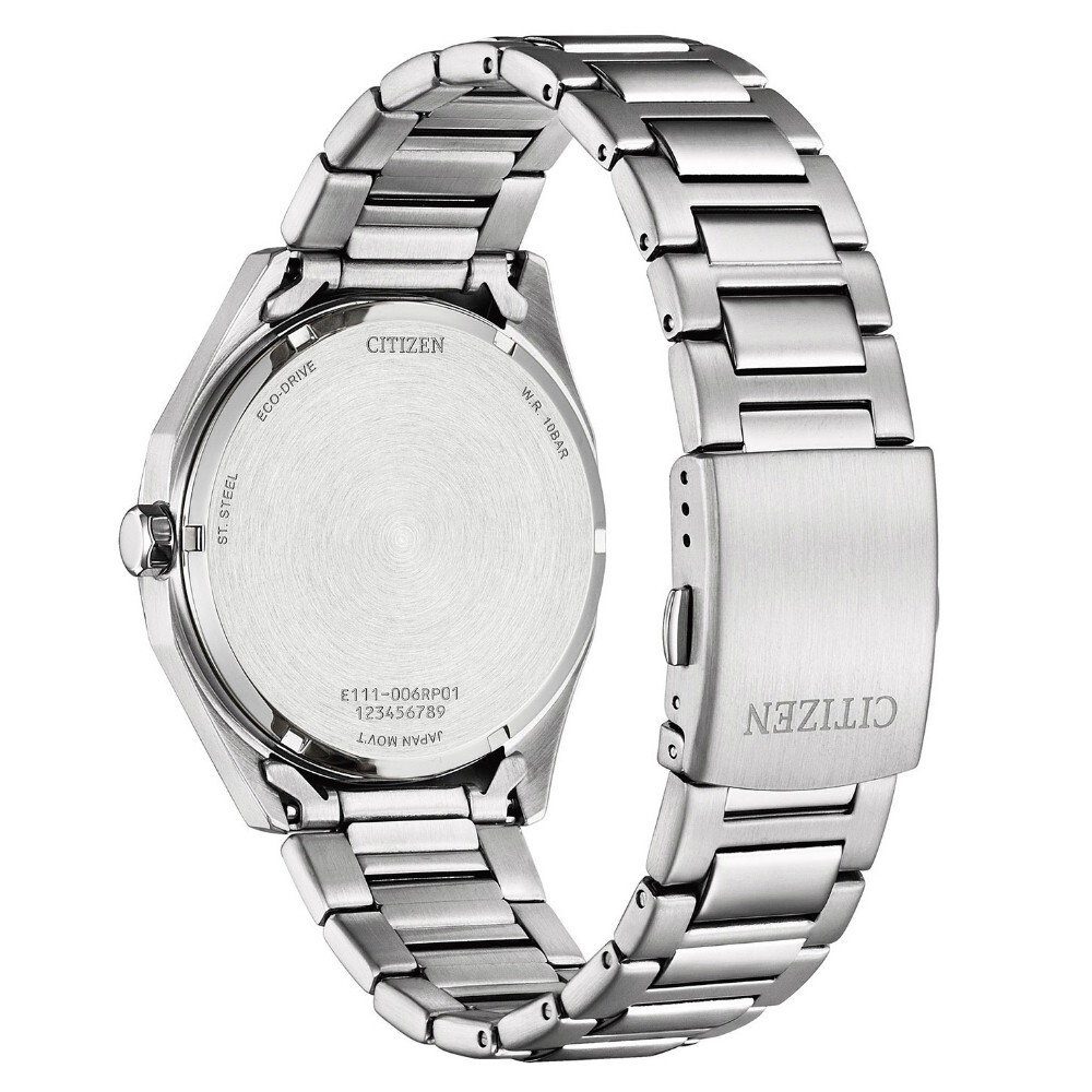 Citizen Eco-Drive Black Dial Silver Stainless Steel Strap Men 