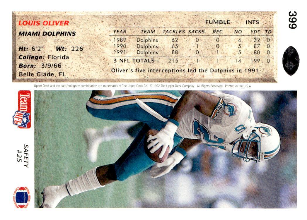 1992 Upper Deck #399 Louis Oliver | eBay