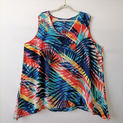 Avenue Women Multicolor V-Neck Sleeveless Floral Blouse Top Size 22/24