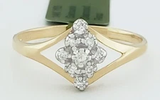 GENUINE DIAMOND COCKTAIL RING 14k YELLOW GOLD - Free Certificate Appraisal - NWT