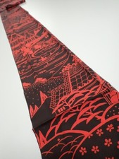 2K09z60 Japanese Kimono Silk FABRIC Old house Dark brown 85.0x6.7