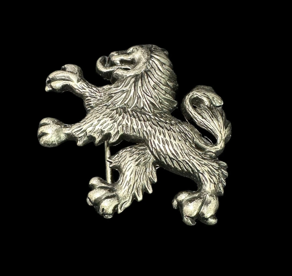 Dragon Figure Belt Buckle Silver Tone Lion Heraldic Retro Vintage - Image 2 of 4