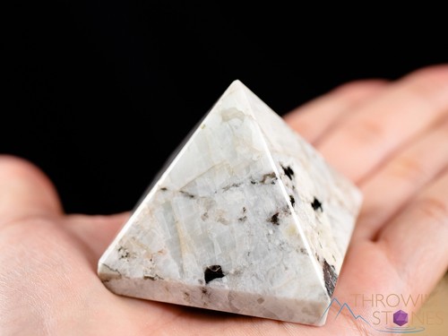 PIEDRA LUNAR Pirámide de Cristal - Feldespato Blanco con Turmalina Negra - Piedras, E2059 - Imagen 9 de 10