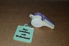 1970's START SOMETHING WITH WOLFSCHMIDT VODKA ADVERTISING KEY CHAIN WHISTLE FOB