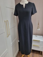 Vintage Pech'e Black Short Sleeve Midi Dress Fully Lined Uk Med  Retro Original 