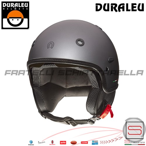 Casco Demi Jet Duraleu Nudo Doppia Visiera Visierino Scomparsa Titanio  Opaco | eBay