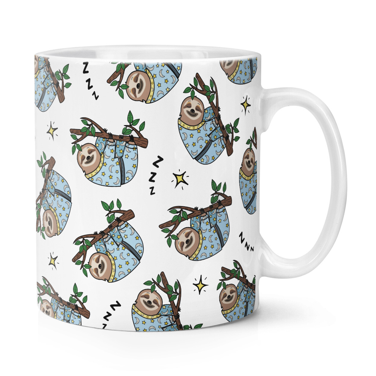 Pyjamas Sloth Sleeping Pattern 10oz Mug Cup Animal Lazy Funny