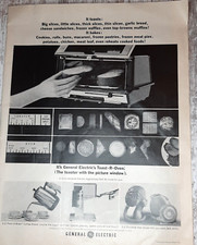 1963 General Electric Vintage Print Ad Toaster Oven Coffee Brew Maker B&W