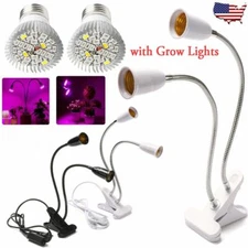 Flexible Gooseneck Clip-On Cable Desk Lamp Holder Cord Light Base with E27 Bulb