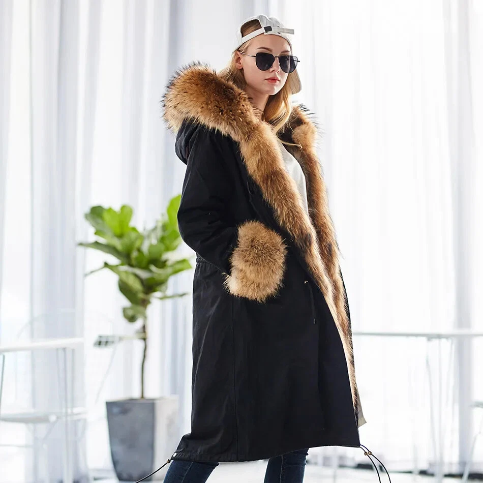 Plus size sale fur lined parka