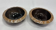 Rowe Pottery Vintage Pair (2) Apple Bakers Cobalt Blue Design ~ both marked 1987